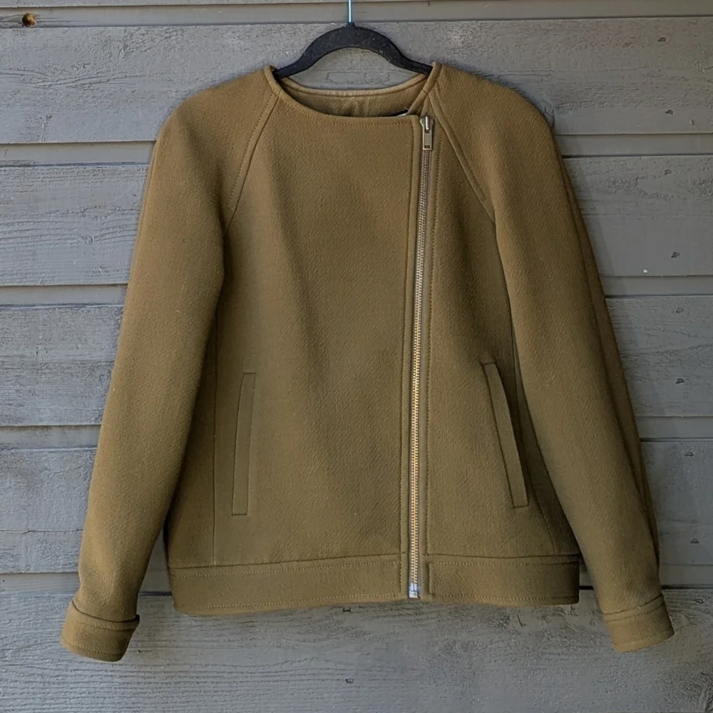 J. Crew Double Cloth Wool Jacket in Olive Brown Size 6